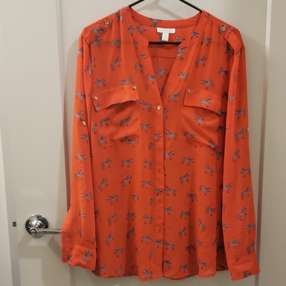 Charter Club orange zebra top XL